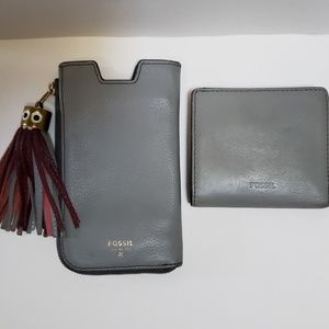 FOSSIL RFID Mini Wallet and Phone Slide Pouch Grey
